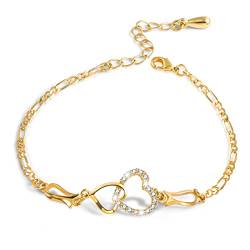 KISSPAT Fußkettchen Armband Herz für Damen - Gold überzogenes Unendlichkeits Herz Fußkettchen Armband mit funkelnden Zirkonia Intarsien Weihnachts geschenk für Frauen, 24,1 cm von KISSPAT