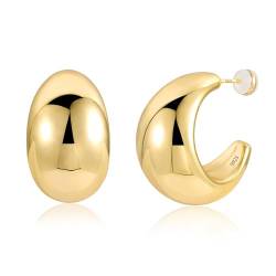 Klobige Gold Creolen Ohrringe für Damen, hypoallergene 14-karätige Gold extra große Dicke Ohrstecker Offene Creolen Ohrringe für Frauen und Mädchen Hochzeit Party von KISSPAT