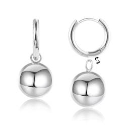 Silber 925 Creolen hängende Ohrringe für Damen, hypoallergen Silber Ohrringe baumelnde Kugel-Ohrringe leicht Huggie Creolen Ohrringe Schmuck Geschenke für Hochzeit Party von KISSPAT