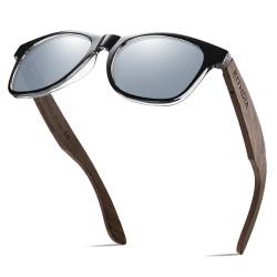 KITHDIA Holz Polarisierte Sonnenbrille Herren Damen Verspiegelt Original UV400-Schutz S5503 von KITHDIA