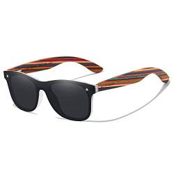 KITHDIA Holz Sonnenbrillen Herren und Damen Polarisierte Sonnenbrille mit Holzbügeln/UV400-Schutz C5029 von KITHDIA