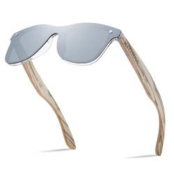 KITHDIA Holz Sonnenbrillen Herren und Damen Polarisierte Sonnenbrille mit Holzbügeln/UV400-Schutz C5029 von KITHDIA
