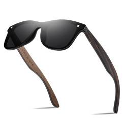 KITHDIA Holz Sonnenbrillen Herren und Damen Polarisierte Sonnenbrille mit Holzbügeln/UV400-Schutz von KITHDIA