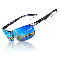 KITHDIA Sonnenbrille Herren Polarisierte Sportbrille Fahrerbrille Al-Mg Metall Rechteckig Rahme Cat3 CE S6502 von KITHDIA