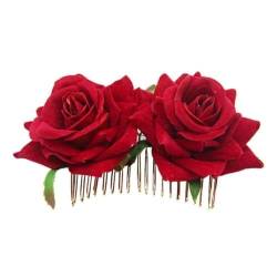 1 x Doppelseide künstliche Rose Blume Haarspange Haarkamm weiß Haarkamm Hochzeit Frauen Haar Braut Rose Kopfschmuck von KITPIPI