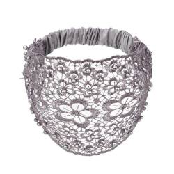 Spitzen-Stirnbänder für Damen, breite florale Perlen, Spitze, Stirnband, elastisch, Haarschmuck, weißer Haarschmuck von KITPIPI