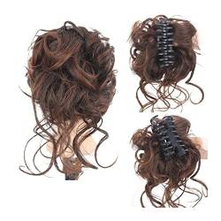 Haarteil Haargummi Messy Curly Hair Dutt Haargummis Verlängerung, 1 STÜCKE Curly Wellig Synthetic Bun Hair Piece Claw Clip Haarknoten Chignon for Frauen Mädchen Haarteil Haarverlängerung ( Color : Dar von KIZQYN