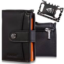 KJENIUS Dante | Kartenhalter Wallet Mit Münzfach + Multitool 46 Werkzeuge in 1 | Geldbörse Herren RFID Blocker Karte - Portmonee Herren Slim Wallet Damen | Gadgets Kleine Geschenke für Männer von KJ / KJenius