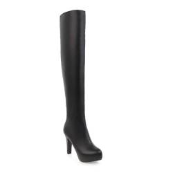 KJCQGQTZ Damen Overknee-Stiefel Spitze Zehen Reißverschluss-Absätze Oberschenkelhohe Stiefel Stretchleder Schlankes Kalb Kniehohe Stiefel Frauen Lange Plateaustiefel Reitstiefeletten,A1*9cm,43 von KJCQGQTZ