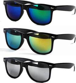 Sonnenbrille 3er Set - Schwarz- Herren Damen - UV400 - Filterkategorie 3 - Vintage Style von KJG