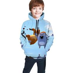 KJHBVND Grizzy and The Lemmings Pullover Hoodies, 3D-Cartoon-gedruckter Pullover f?r Herbst mit K?ngurutasche f?r Teenager, Jungen, M?dchen, B?r & Lemmings3, M von KJHBVND