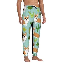 KJHBVND Herren-Jogginghose für Herren, Totenkopf, Blumen, Jogginghose, lässig, Laufen, Workout, Traning, Jogginghose für Herren, Süßer Corgi-Welpen-Hund, 31-35 von KJHBVND