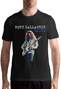 KJHBVND Herren Rory-Gallagher Fashion Shirts Schwarz Sommer Custom Kurzarm Tee Top, Schwarz , XL von KJHBVND