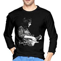 KJHBVND Rory T-Shirts Gallagher Herren Langarm T-Shirt Grafik Tee Baumwolle Freizeithemd, Schwarz , XL von KJHBVND