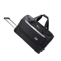 KJHYYPP Erweiterbare Trolley-Tasche, Handgepäcktasche, wasserdichte Roll-Laptoptasche, Schwarz, für Männer und Frauen (Black) von KJHYYPP
