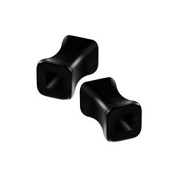 KJM FASHION 2 STK Acryl Schwarz 5mm 4g Double Flared Saddle Quadrat Ohr Flesh Tunnel Ohrringe Plug Stecker Dehner Piercing Schmuck 5445 von KJM FASHION