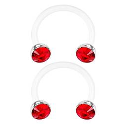 KJM FASHION 2 STK Durchsichtig Bioflex Hufeisen Ring 1.2mm 16gauge 8 mm 5/16 3mm halbe Kristallkugel Daith Tragus Nose Ohrringe Piercing Schmuck 0965 von KJM FASHION