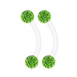 KJM FASHION 2 STK Flexibel Acryl Banana Barbell 1,2 mm 16 g 8mm 5/16 Inch 3mm Peridot Ferido Kristall Kugel Labret Helix Tragus Ohrringe Piercing Schmuck 2242 von KJM FASHION