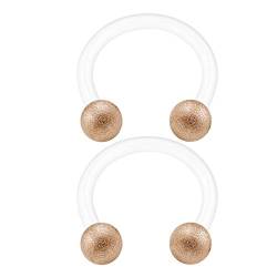 KJM FASHION 2 STK Flexibles Acryl Hufeisen Ohrringe 1,2 mm 16 g 8 mm 5/16 3mm Rose Bereifte Kugel Septum Eyebrow Cartilage Ohrringe Piercing Schmuck 2057 von KJM FASHION