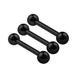 KJM FASHION 3 STK Eloxiert Schwarz Barbell Stab 1.2 mm 16gauge 8mm 5/16 Inch Kugel Cartilage Tragus Rook Eyebrow Ohrringe Daith Piercing Schmuck 0587 von KJM FASHION