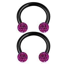 2 Stk Eloxiert Schwarz Ohrringe Hufeisen 1,2mm 16 Gauge 8mm 5/16 Inch 3mm Ferido Kristall Kugel Daith Rook Lip Ohrringe Piercing Schmuck 2206 von KJM Fashion