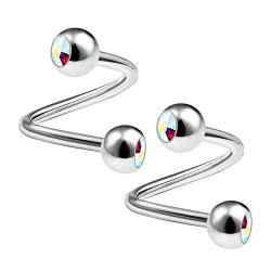 KJM Fashion 2 Stk Chirurgischer 316-l-stahl Twister Spirale 1,2mm 16g 8 mm 5/16 4mm Kristallkugel Helix Tragus Cartilage Lip Ohrringe Piercing Schmuck 1471 von KJM Fashion