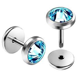 KJM Fashion 2 Stk Edelstahl 1,2mm 16g 6mm Fake Plug Kristalle Gauge Ohr Earring Stäbe Stecker Piercing Schmuck 5567 von KJM Fashion