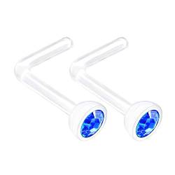 KJM Fashion 2 Stk Flexibles Acryl Piercing Nase Ring 0.8 mm 20g 5 mm 2.5mm Saphir Kristallkugel Ohrringe Piercing Schmuck 1910 von KJM Fashion