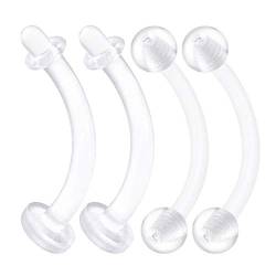 KJM Fashion 4 Stk Flexibles Acryl Retainer Halter Banane Ohr 1,2mm 16g 10 mm 3/8 3mm Acryl Kugel Eyebrow Helix Rook Labret Ohrringe Piercing Schmuck 2495 von KJM Fashion