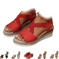 KJSAGFIUGF Dotmalls Wedge Sandals, Dotmalls Women's Comfy Orthotic Sandals (Red,40) von KJSAGFIUGF