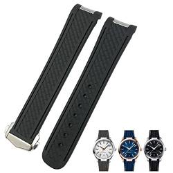 KKFAUS Uhrenarmband aus Gummi mit gebogenem Ende, passend für Omega Seamaster 300 AT150 Aqua Terra 8900 Speedmaster Silikon-Uhrenarmband, 19 mm, 20 mm, 19 mm, Achat von KKFAUS