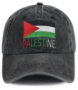 KKMKSHHG Palästina Hüte für Männer Frauen, verstellbare bestickte Baumwolle Palästinensische Flagge Baseball Cap, Schwarz, Einheitsgröße von KKMKSHHG