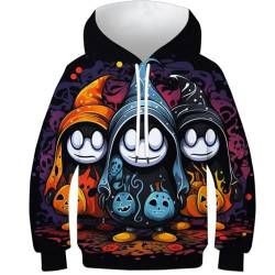 KKOLASXZE 3D GedrucKt Halloween Ghost Hoodies KapuzenpulLieber PulLieber Unisex Sweatshirt Für Jungen Mädchen Mit Tasche 9-11Y von KKOLASXZE