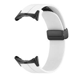 KKPLZZ Silikon-Uhrenarmbänder, Weiches, Elastisches Smartwatch-Armband mit Magnetischer Faltschließe für Google Pixel Watch 2 (Weiß) von KKPLZZ
