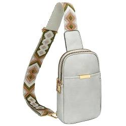 KKXIU Kleine Schultertasche für Damen, Crossbody, trendige Bauchtaschen, veganes Leder, Mini-Handy, Teenager-Geldbörse, Hellgrau, Casual von KKXIU