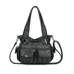Geldbörsen und Handtaschen für Frauen Große Hobo Schultertaschen Weiches PU-Leder Multi-Tasche Tragetasche, Small #Charcoal Grey von KL928