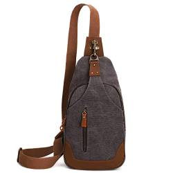 KL928 Canvas Sling Bag Crossbody Rucksack Schulter Casual Rucksack für Männer Frauen, 2022-d.grey, Standard, Radfahren von KL928