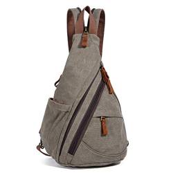 KL928 Canvas Sling Bag Rucksack Damen und Herren – Schulterrucksack Umhängetasche Crossbag Verstellbarem Schultergurt Perfekt für Outdoorsport, Wandern, Radfahren, Bergsteigen, Reisen, L von KL928