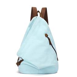 Retro Segeltuch Rucksack Canvas Vintage Rucksäcke Echtleder Daypack Reisetasche Schulterrucksack für Herren Damen (6882-LightBlue) von KL928