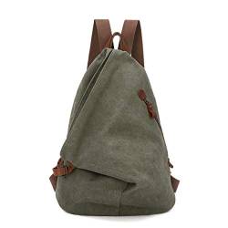 Retro Segeltuch Rucksack Canvas Vintage Rucksäcke Echtleder Daypack Reisetasche Schulterrucksack für Herren Damen (6882-Olive Green) von KL928