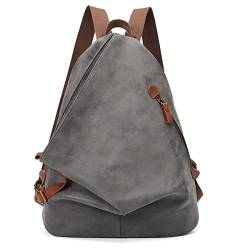 Retro Segeltuch Rucksack Canvas Vintage Rucksäcke PU Leder Daypack Reisetasche Schulterrucksack für Herren Damen（6882-PU-D.Grey） von KL928