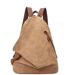 Retro Segeltuch Rucksack Canvas Vintage Rucksäcke PU Leder Daypack Reisetasche Schulterrucksack für Herren Damen（6882-PU-L.Coffee） von KL928