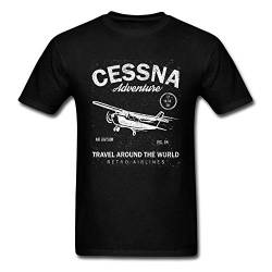 Cessna Leisure Brand Biplane T Shirt Airplane Adventure Travel Around The World Vintage T Shirt Black XL von KLA