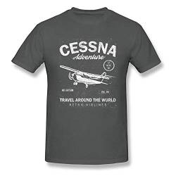 Cessna Leisure Brand Biplane T Shirt Airplane Adventure Travel Around The World Vintage T Shirt Dark Grey XL von KLA