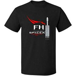 Falcon Rocket Launch Elon Musk Spacex Black T Shirt Black 3XL von KLA