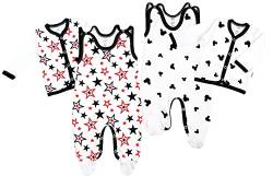 KLEKLE Baby 2 er Set - 2x Baby Strampler und 2x Wickelshirt - Baby Shirt und Schlafanzug für Unisex - 2-Pack - 100% Baumwolle - Babykleidung - 0-1m - Weiße Maus und Sterne - Weiß von KLEKLE