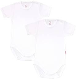 KLEKLE Baby Body - Body Kurzarm Unisex - 2er-Pack - mit Druckknöpfen - 100% Baumwolle - Babykleidung - 12m-18m - Weiß von KLEKLE