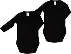 KLEKLE Baby Body - Body Langarm - Unisex - 2er-Pack - mit Druckknöpfen - 100% Baumwolle - Babykleidung - 0-1m - Schwarz von KLEKLE