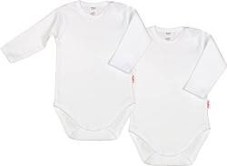 KLEKLE Baby Body - Body Langarm Unisex - 2er-Pack - mit Druckknöpfen - 100% Baumwolle - Babykleidung - 1m-3m - Weiß von KLEKLE