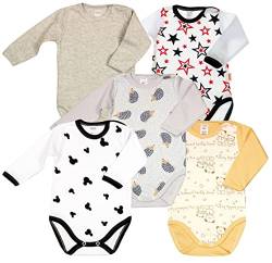 KLEKLE Baby Body - Body Langarm Unisex - 5er-Pack - mit Druckknöpfen - 100% Baumwolle - Babykleidung - Grau - 68 von KLEKLE